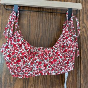 J. Crew Liberty print ruched tie shoulder bikini top
